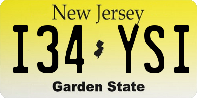NJ license plate I34YSI
