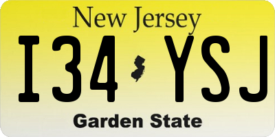 NJ license plate I34YSJ