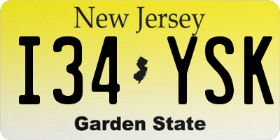 NJ license plate I34YSK