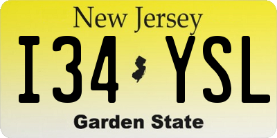 NJ license plate I34YSL