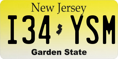 NJ license plate I34YSM