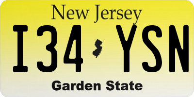 NJ license plate I34YSN