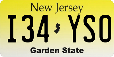 NJ license plate I34YSO