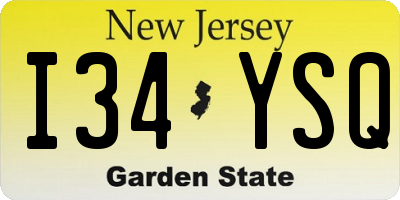 NJ license plate I34YSQ