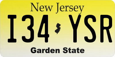 NJ license plate I34YSR