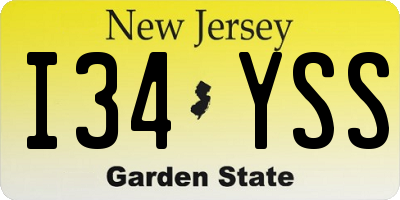 NJ license plate I34YSS