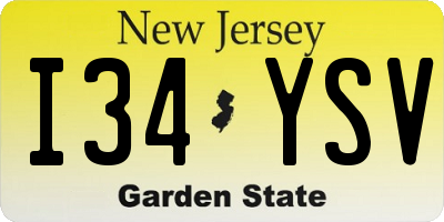 NJ license plate I34YSV