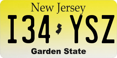 NJ license plate I34YSZ