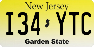 NJ license plate I34YTC