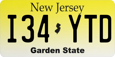NJ license plate I34YTD