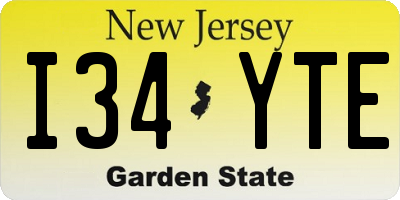 NJ license plate I34YTE