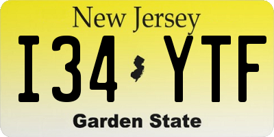 NJ license plate I34YTF
