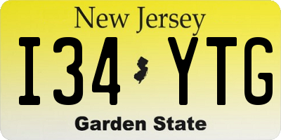 NJ license plate I34YTG
