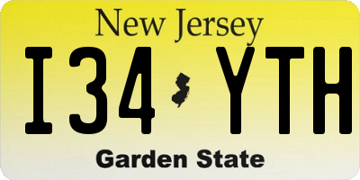 NJ license plate I34YTH