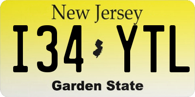 NJ license plate I34YTL