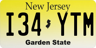 NJ license plate I34YTM