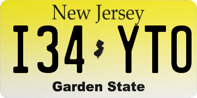 NJ license plate I34YTO