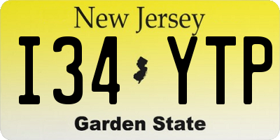 NJ license plate I34YTP
