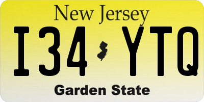 NJ license plate I34YTQ