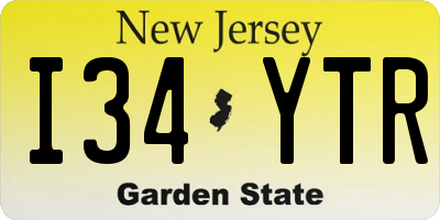 NJ license plate I34YTR