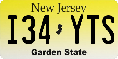 NJ license plate I34YTS