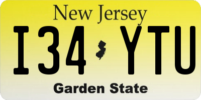 NJ license plate I34YTU