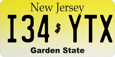 NJ license plate I34YTX