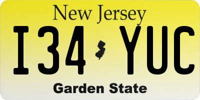 NJ license plate I34YUC