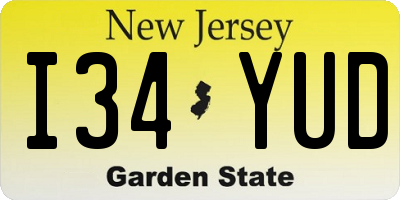 NJ license plate I34YUD