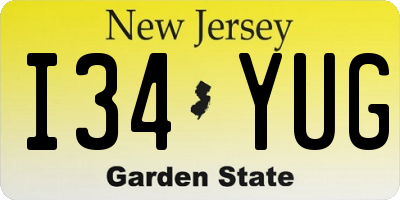 NJ license plate I34YUG