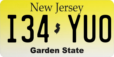 NJ license plate I34YUO