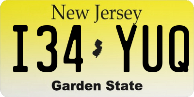 NJ license plate I34YUQ