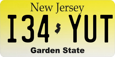 NJ license plate I34YUT