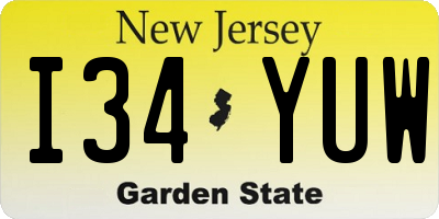 NJ license plate I34YUW