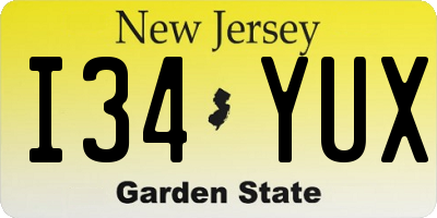 NJ license plate I34YUX