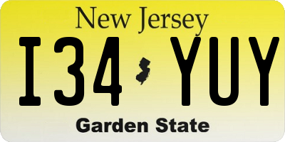 NJ license plate I34YUY