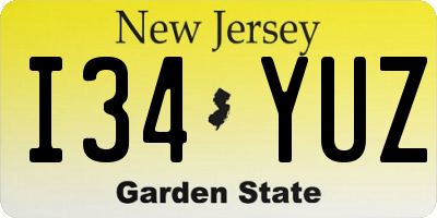 NJ license plate I34YUZ