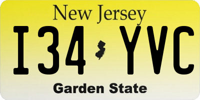 NJ license plate I34YVC