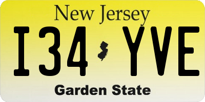 NJ license plate I34YVE