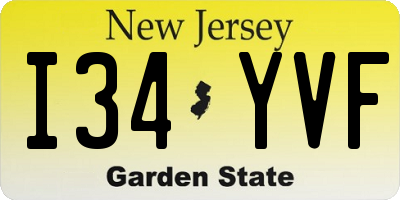 NJ license plate I34YVF