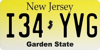 NJ license plate I34YVG