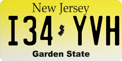 NJ license plate I34YVH
