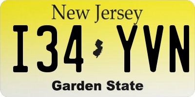 NJ license plate I34YVN