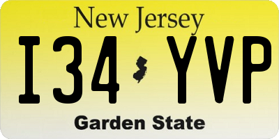 NJ license plate I34YVP