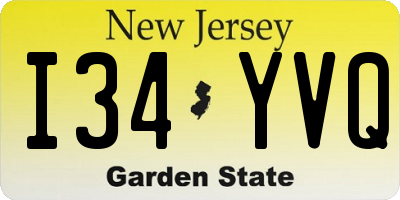 NJ license plate I34YVQ