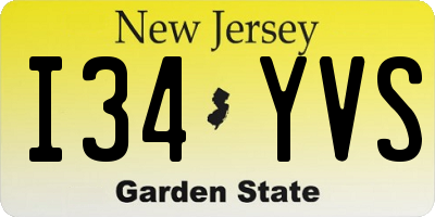NJ license plate I34YVS