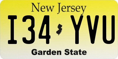 NJ license plate I34YVU