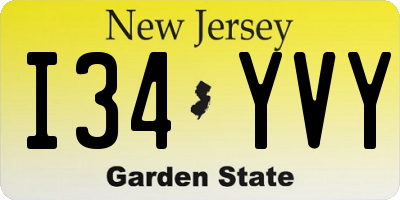 NJ license plate I34YVY
