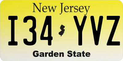 NJ license plate I34YVZ