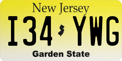 NJ license plate I34YWG